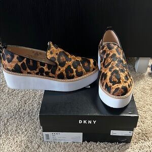 DKNY Leopard Print Platform Loafers